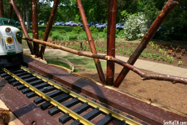 Oncoming train on bridge