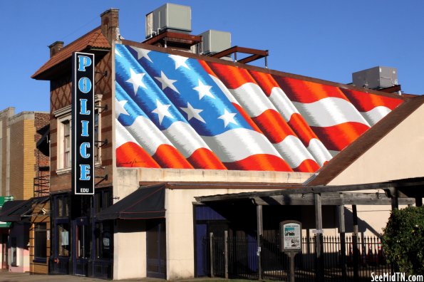 Police Station with Flag Mural