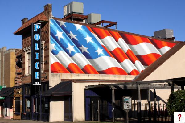 Police Station with Flag Mural