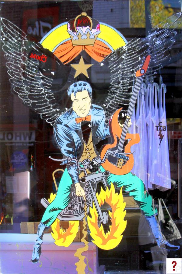 Window Art: Elvis on a Motorcycle