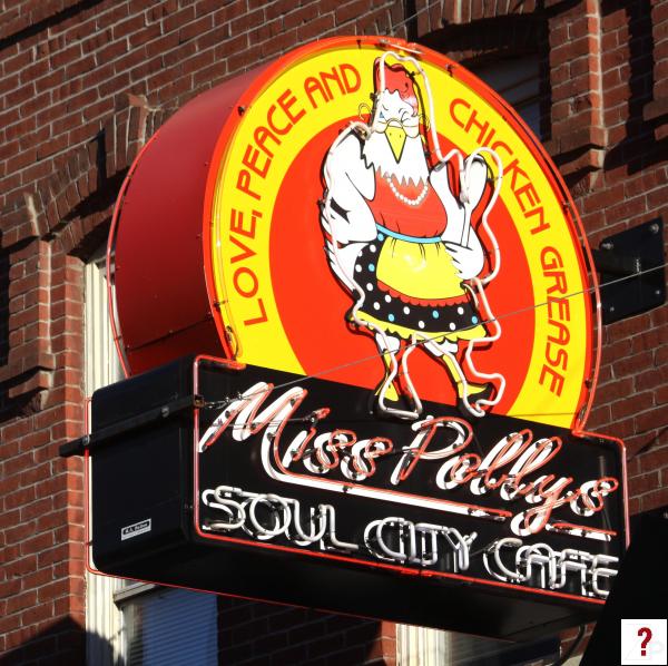 Miss Polly's Soul City Cafe neon sign