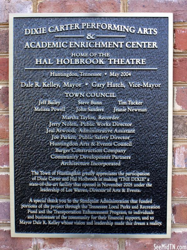 Dixie Carter PAC & Hal Holbrook Theatre Plaque