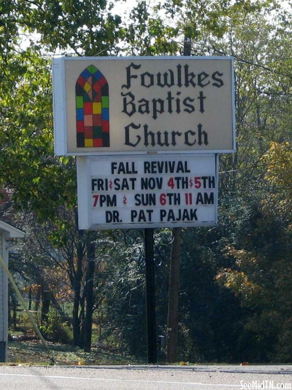 Fowlkes Baptist Church Sign