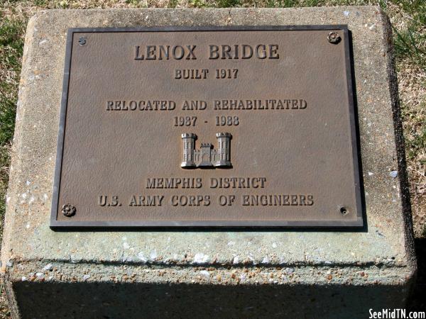 Lenox Bridge Plaque