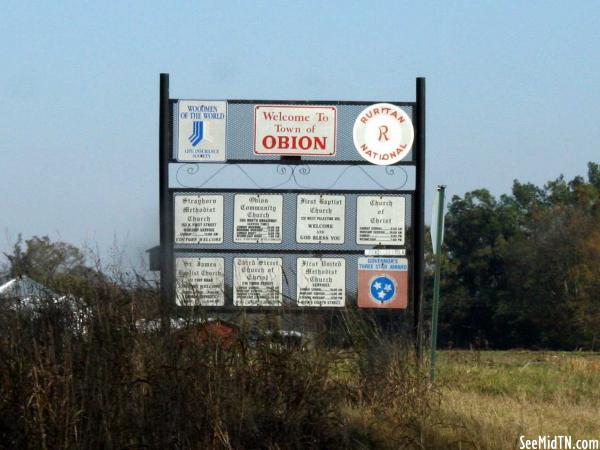 Obion Welcome Sign