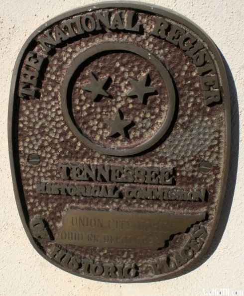 Mobile Ohio Railroad Depot NRHP plaque