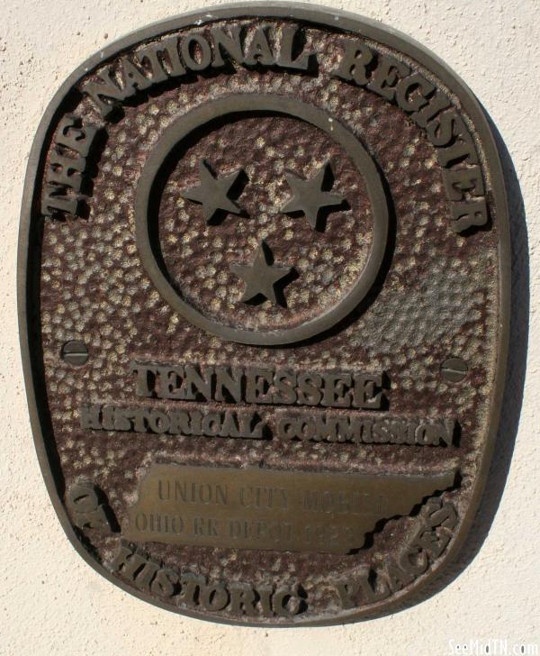Mobile Ohio Railroad Depot NRHP plaque