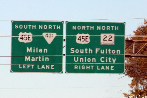 US45E highway signs in Martin