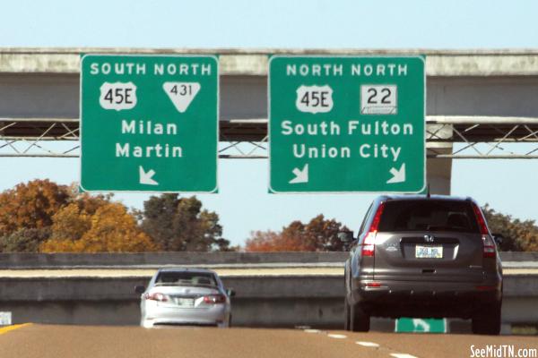US45E highway signs in Martin
